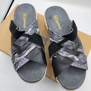 NWT, Spenco Multi Strap Slide, Memphis, Black Snake, 8W